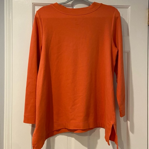 Isaac Mizrahi Live Essentials Orange Tangerine Long Sleeve Cotton - Large - Picture 4 of 10